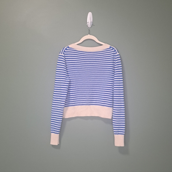 J.Crew Cashmere Cropped Cardigan Sweater Im Stripe Medium NWOT - Picture 3 of 5